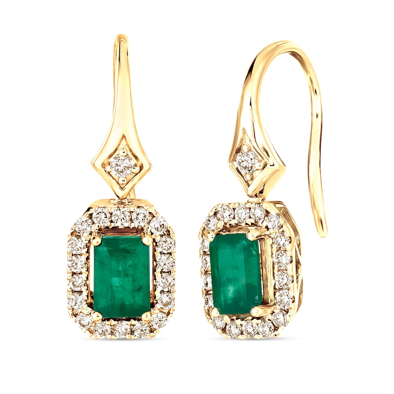Main Image 1 of Le Vian Natural Emerald Earrings 1/3 ct tw Diamonds 14K Honey Gold