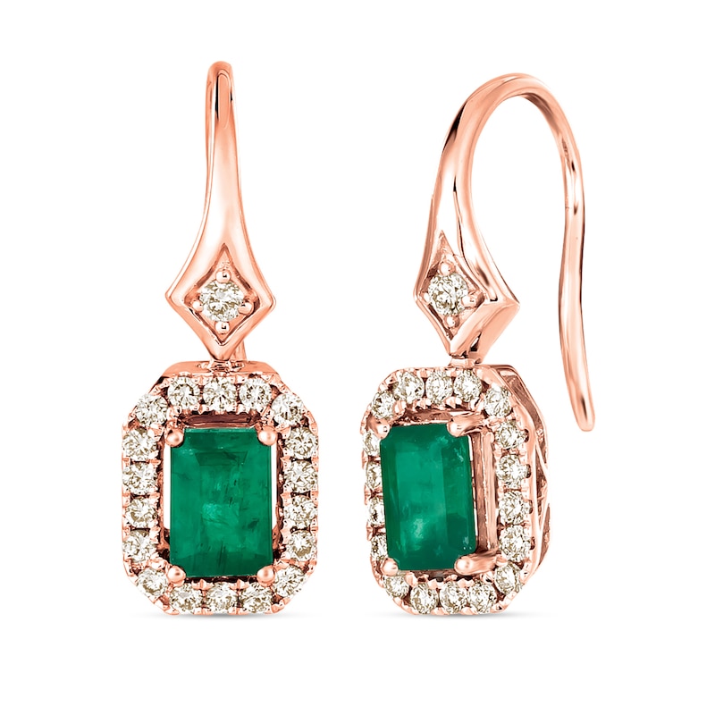 Main Image 1 of Le Vian Natural Emerald Earrings 1/3 ct tw Diamonds 14K Strawberry Gold