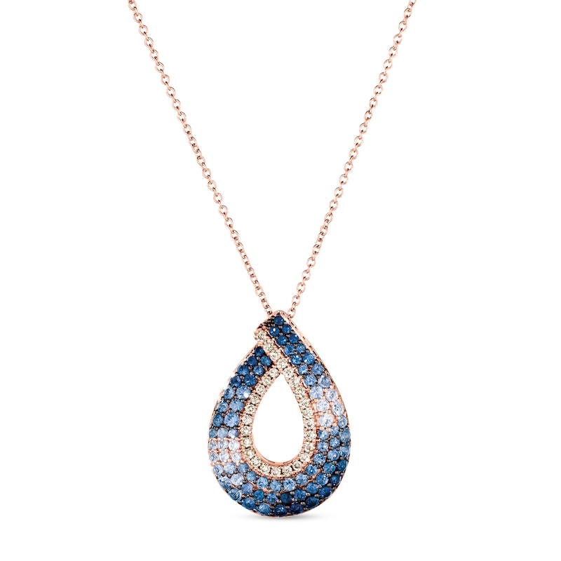 Le Vian Natural Sapphire Necklace 1/5 ct tw Diamonds 14K Strawberry Gold
