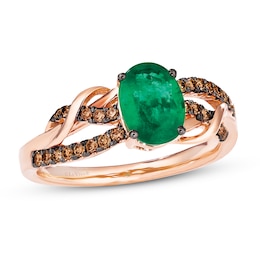 Le Vian Natural Emerald Ring 1/5 ct tw Diamonds 14K Strawberry Gold
