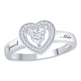 1/10 ct tw Diamond Promise Ring with Heart Halo (2 Lines)