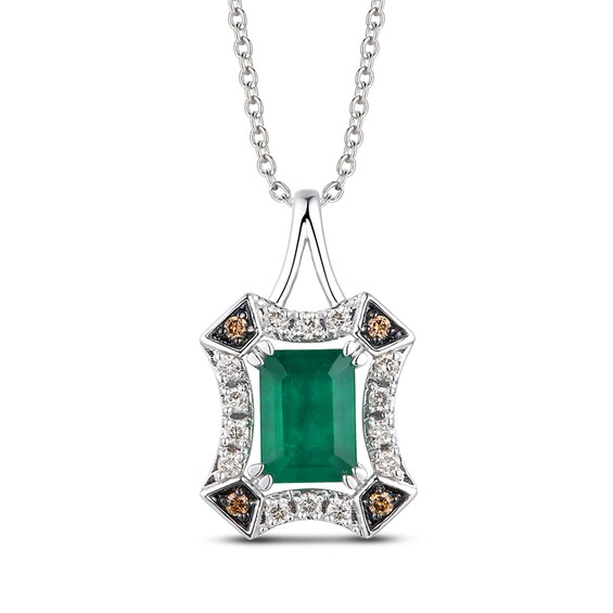 Le Vian Natural Emerald Necklace 1/6 ct tw Diamonds 14K Vanilla Gold