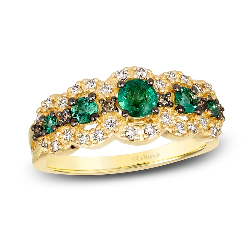 Main Image 1 of Le Vian Natural Emerald Ring 1/3 ct tw Diamonds 14K Honey Gold