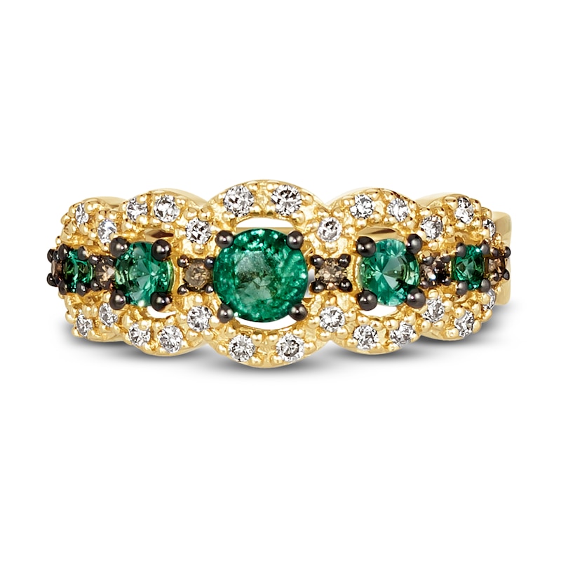 Main Image 2 of Le Vian Natural Emerald Ring 1/3 ct tw Diamonds 14K Honey Gold