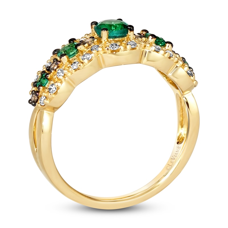 Main Image 3 of Le Vian Natural Emerald Ring 1/3 ct tw Diamonds 14K Honey Gold