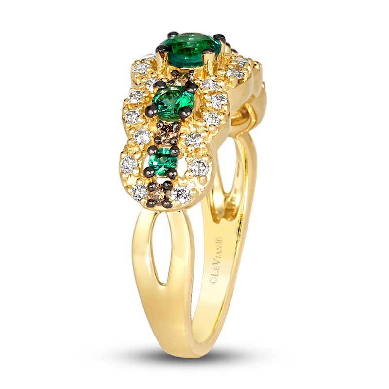 Main Image 4 of Le Vian Natural Emerald Ring 1/3 ct tw Diamonds 14K Honey Gold