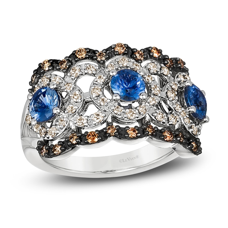 Main Image 1 of Le Vian Natural Blue Sapphire Ring 1/2 ct tw Diamonds 14K Vanilla Gold
