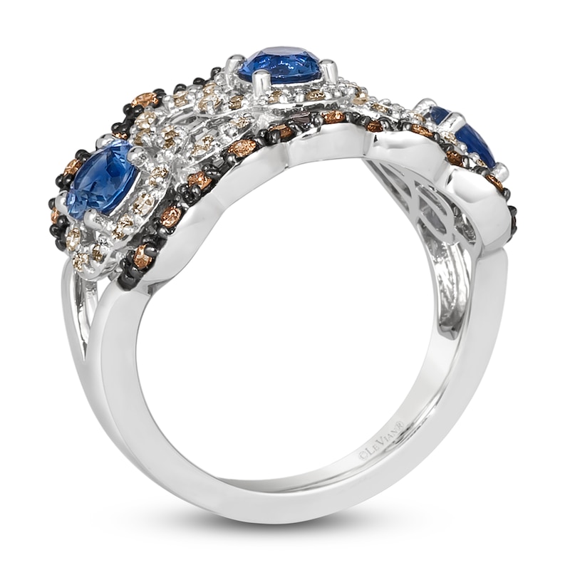Main Image 3 of Le Vian Natural Blue Sapphire Ring 1/2 ct tw Diamonds 14K Vanilla Gold