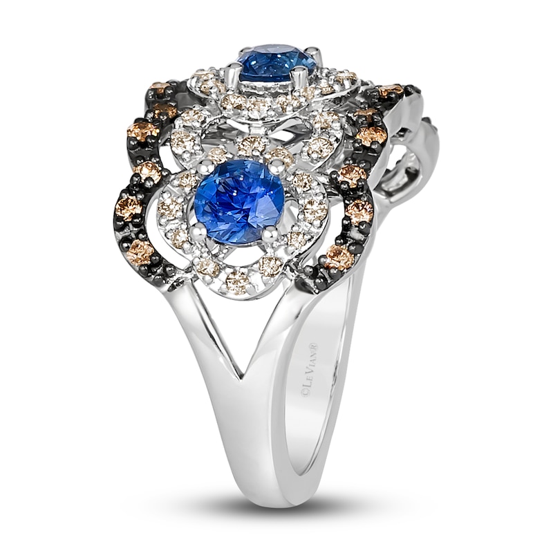 Main Image 4 of Le Vian Natural Blue Sapphire Ring 1/2 ct tw Diamonds 14K Vanilla Gold