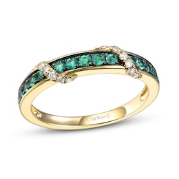 Le Vian Natural Emerald Ring 1/10 ct tw Diamonds 14K Honey Gold
