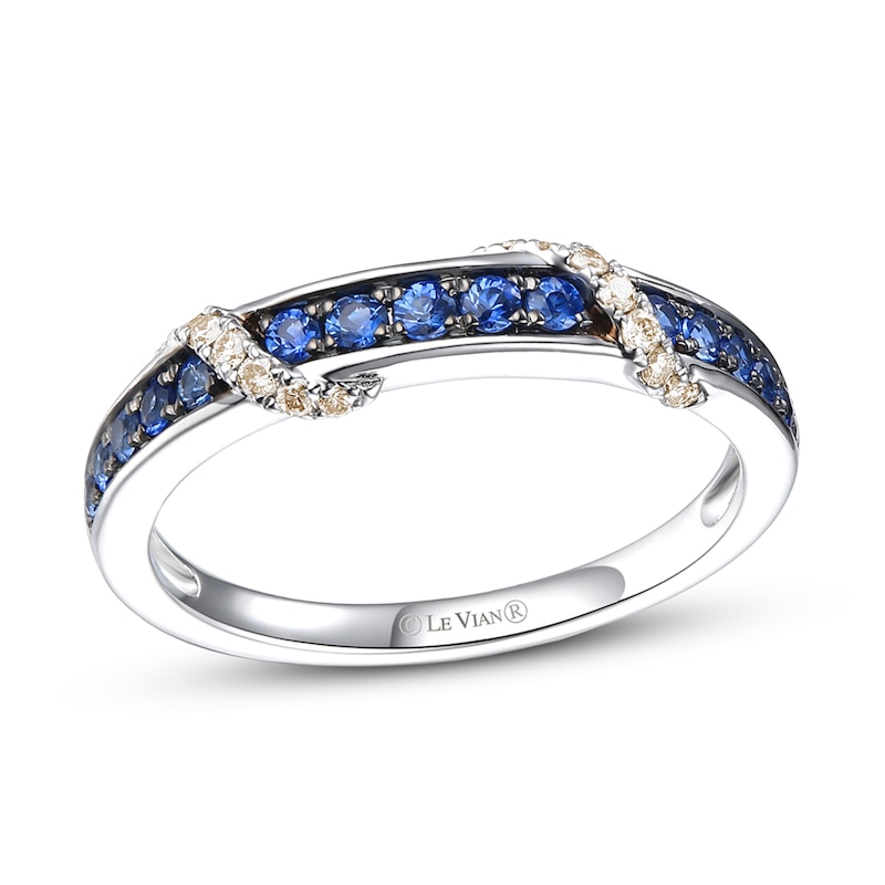 Le Vian Natural Blue Sapphire Ring 1/10 ct tw Diamonds 14K Vanilla Gold