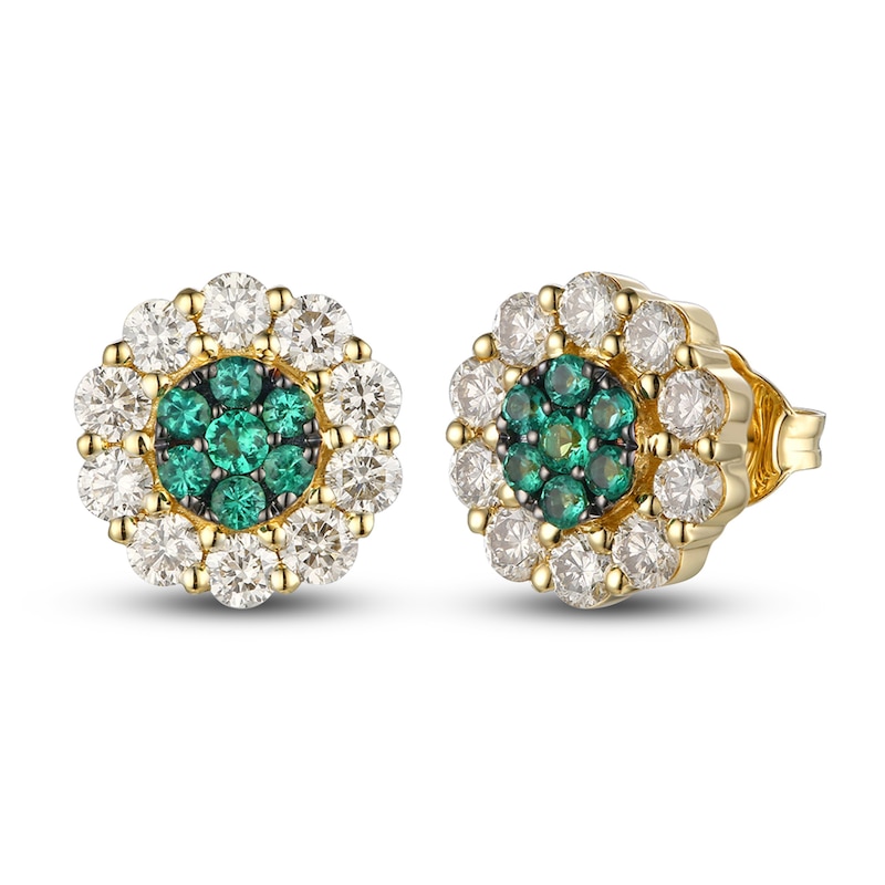 Le Vian Natural Emerald Earrings 7/8 ct tw Diamonds 14K Honey Gold