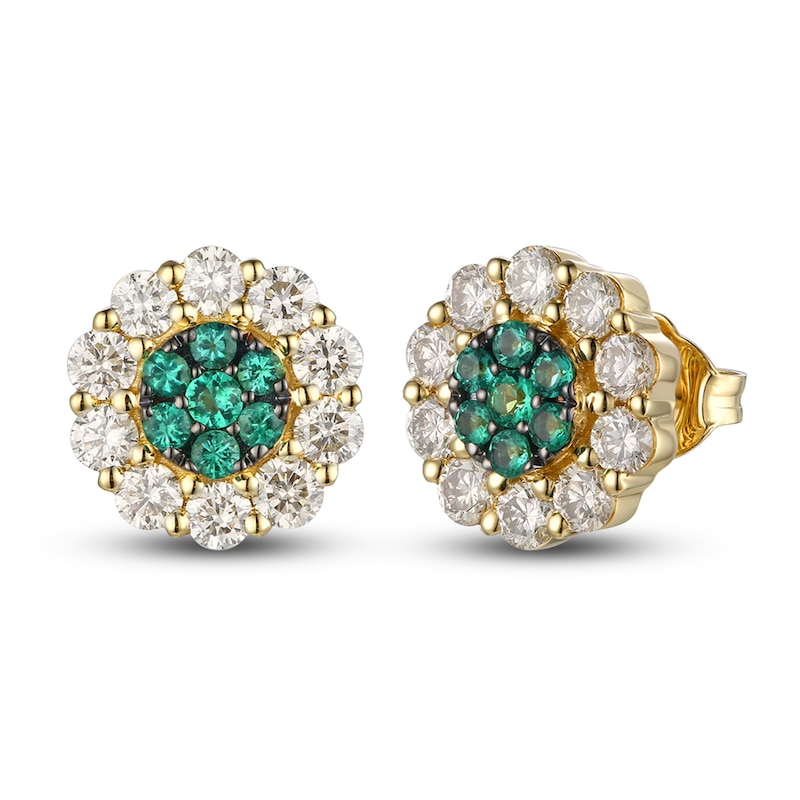 Main Image 1 of Le Vian Natural Emerald Earrings 7/8 ct tw Diamonds 14K Honey Gold
