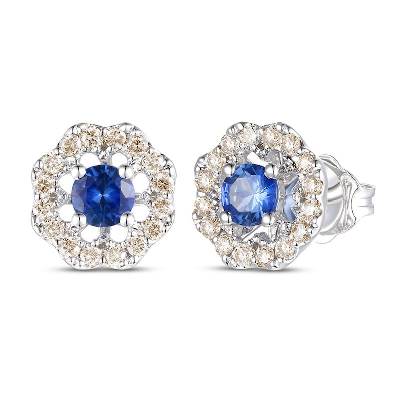 Main Image 1 of Le Vian Natural Blue Sapphire Earrings 1/3 ct tw Diamonds 14K Vanilla Gold