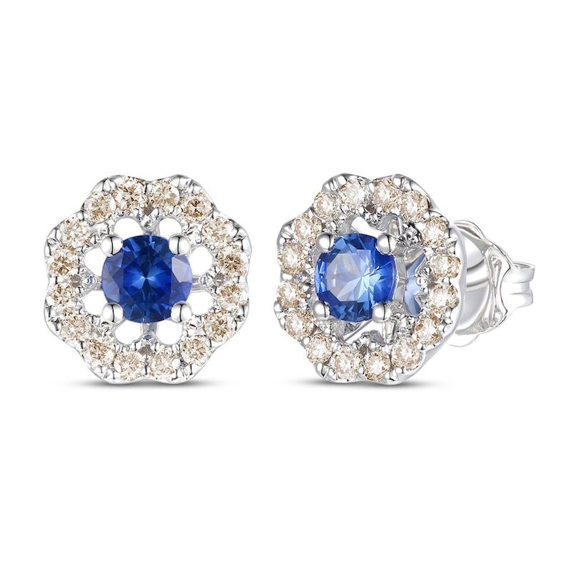 Le Vian Natural Blue Sapphire Earrings 1/3 ct tw Diamonds 14K Vanilla Gold