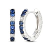 Thumbnail Image 1 of Le Vian Natural Blue Sapphire Hoop Earrings 1/20 ct tw Diamonds 14K Vanilla Gold