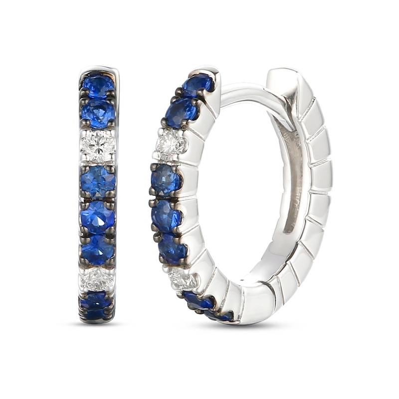 Le Vian Natural Blue Sapphire Hoop Earrings 1/20 ct tw Diamonds 14K Vanilla Gold