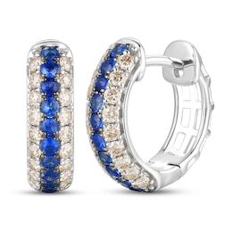 Le Vian Natural Blue Sapphire Hoop Earrings 1/2 ct tw Diamonds 14K Vanilla Gold