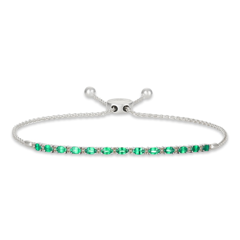 Main Image 1 of Le Vian Natural Emerald Bolo Bracelet 1/5 ct tw Diamonds 14K Vanilla Gold