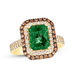 Le Vian Natural Emerald Ring 7/8 ct tw Diamonds 14K Honey Gold