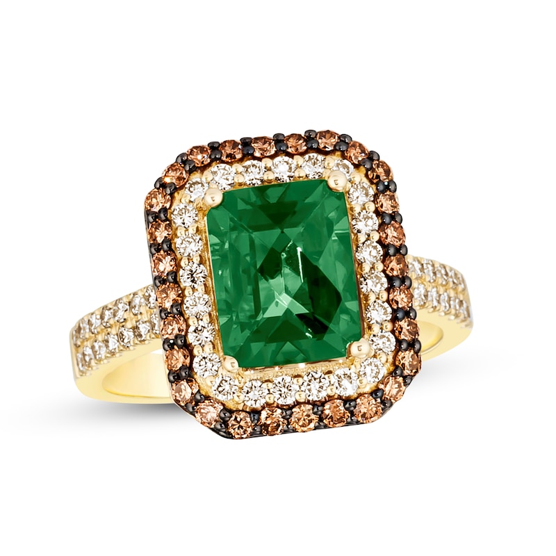 Le Vian Natural Emerald Ring 7/8 ct tw Diamonds 14K Honey Gold with 360