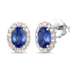 Le Vian Natural Blue Sapphire Stud Earrings 1/3 ct tw Diamonds 14K Vanilla Gold