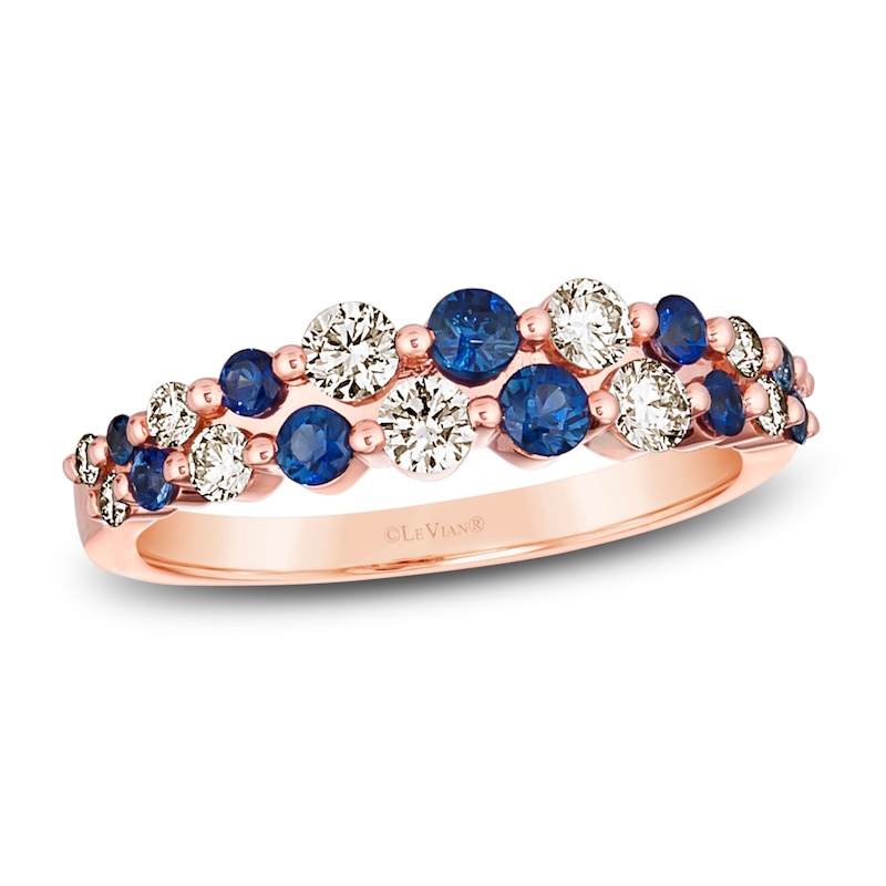 Main Image 1 of Le Vian Natural Blue Sapphire Ring 1/2 ct tw Diamonds 14K Strawberry Gold