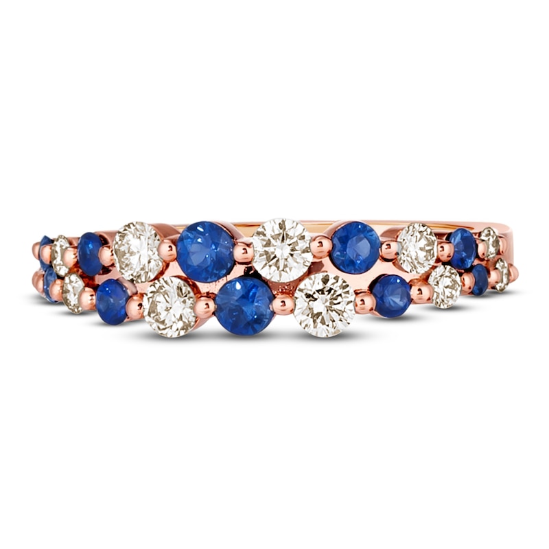 Main Image 2 of Le Vian Natural Blue Sapphire Ring 1/2 ct tw Diamonds 14K Strawberry Gold