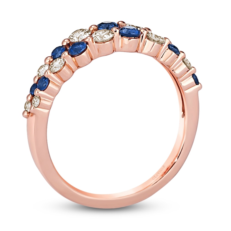 Main Image 3 of Le Vian Natural Blue Sapphire Ring 1/2 ct tw Diamonds 14K Strawberry Gold