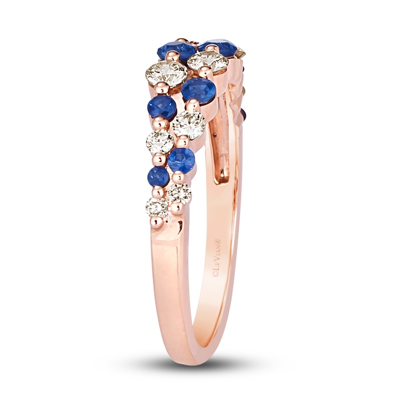 Main Image 4 of Le Vian Natural Blue Sapphire Ring 1/2 ct tw Diamonds 14K Strawberry Gold