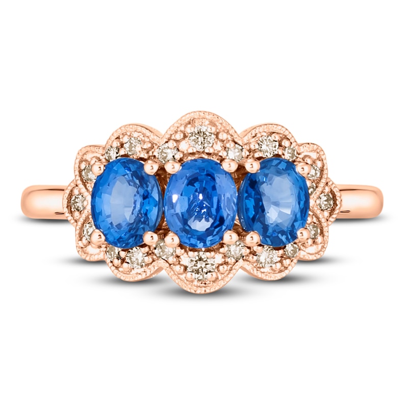 Le Vian Natural Blue Sapphire Ring 1/6 ct tw Diamonds 14K Strawberry Gold
