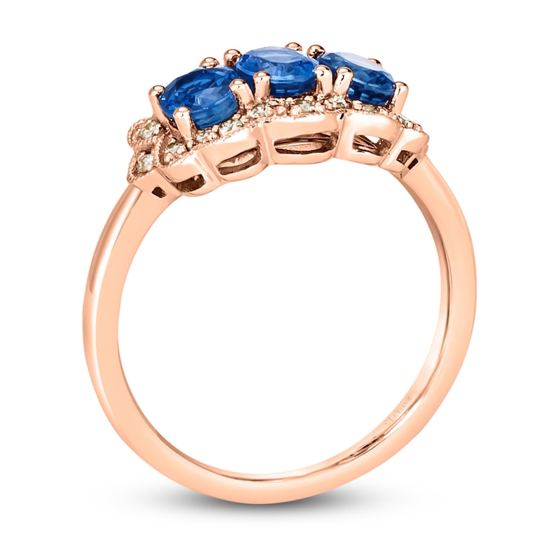 Le Vian Natural Blue Sapphire Ring 1/6 ct tw Diamonds 14K Strawberry Gold