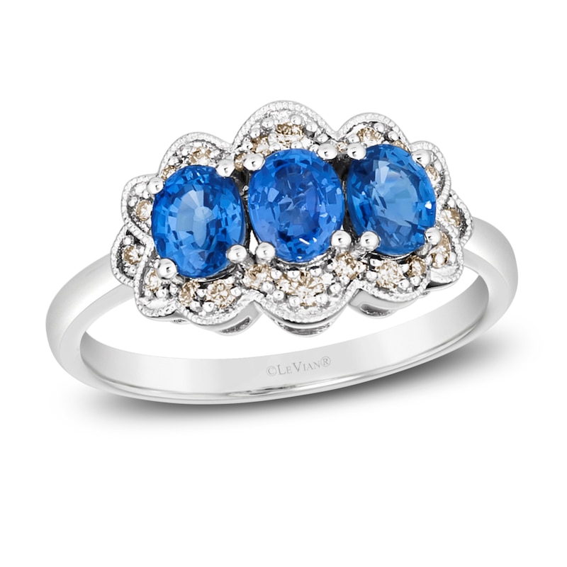 Main Image 1 of Le Vian Natural Blue Sapphire Ring 1/6 ct tw Diamonds 14K Vanilla Gold