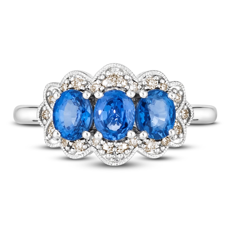 Main Image 2 of Le Vian Natural Blue Sapphire Ring 1/6 ct tw Diamonds 14K Vanilla Gold