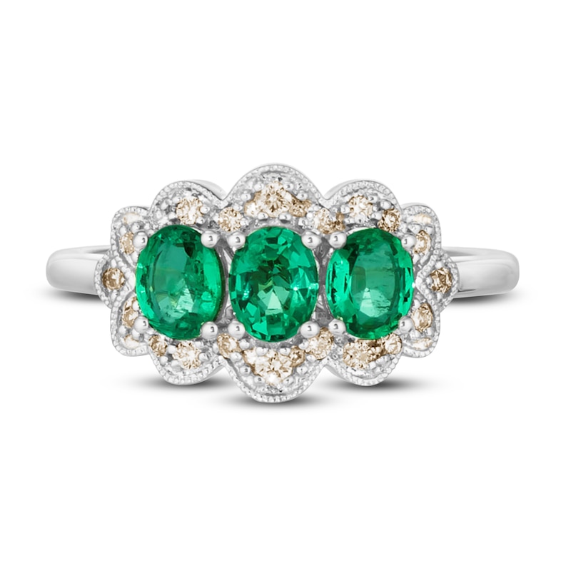 Main Image 3 of Le Vian Natural Emerald Ring 1/6 ct tw Diamonds 14K Vanilla Gold