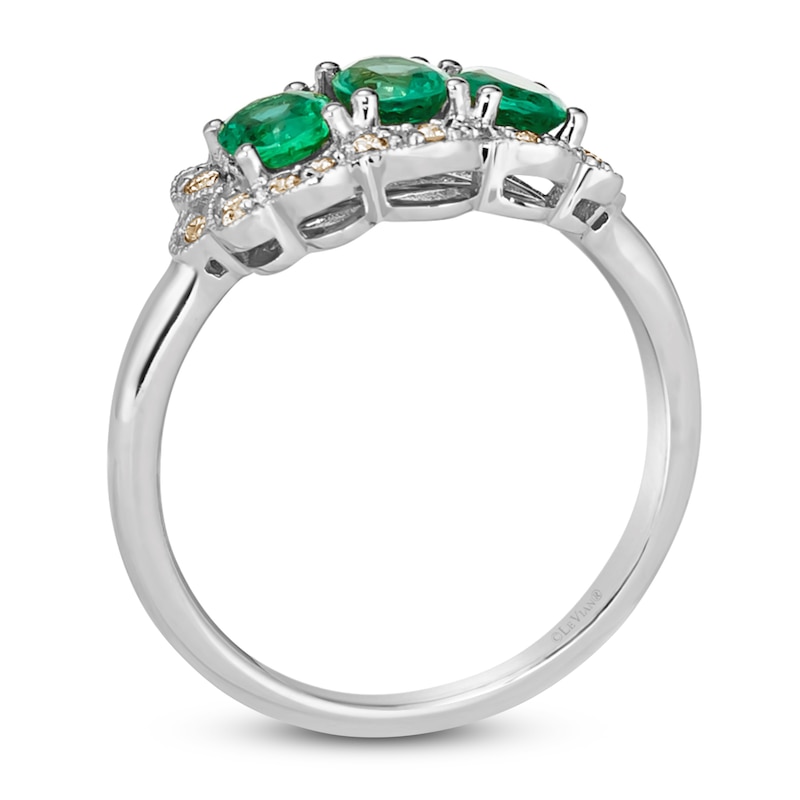 Main Image 4 of Le Vian Natural Emerald Ring 1/6 ct tw Diamonds 14K Vanilla Gold