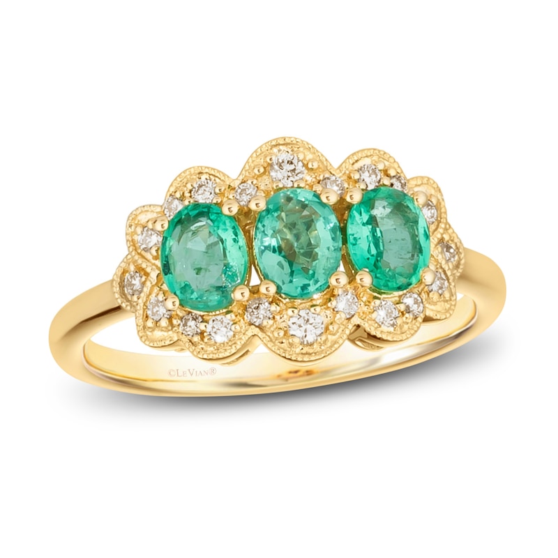 Le Vian Natural Emerald Ring 1/6 ct tw Diamonds 14K Honey Gold