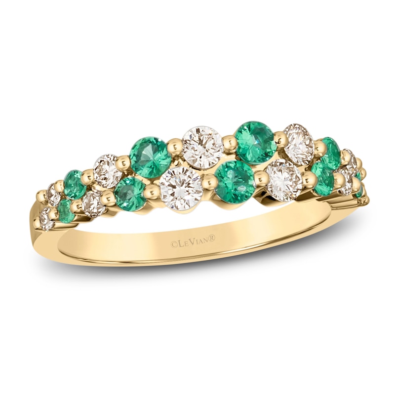 Main Image 1 of Le Vian Natural Emerald Ring 1/2 ct tw Diamonds 14K Honey Gold