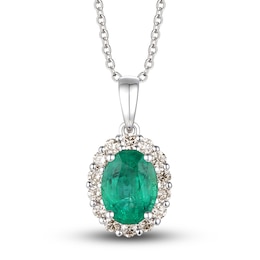 Le Vian Natural Emerald Pendant Necklace 1/4 ct tw Diamonds 14K Vanilla Gold