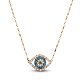Le Vian Natural Blue Sapphire Eye Necklace 1/8 ct tw Diamonds 14K Rose Gold