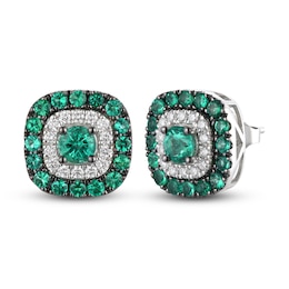 Le Vian Natural Emerald Stud Earrings 1/8 ct tw Diamonds 14K Vanilla Gold