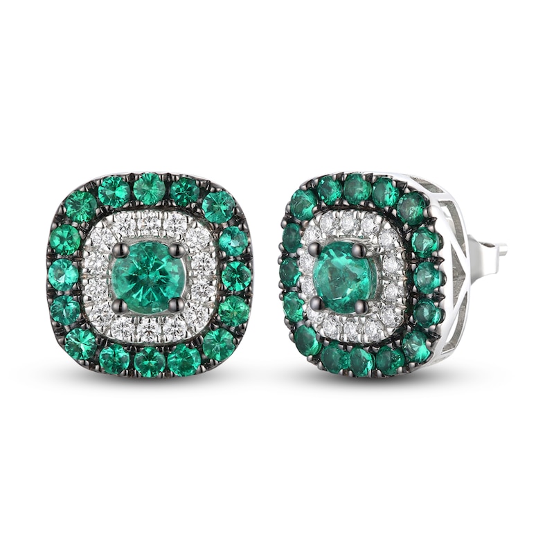 Le Vian Natural Emerald Stud Earrings 1/8 ct tw Diamonds 14K Vanilla Gold