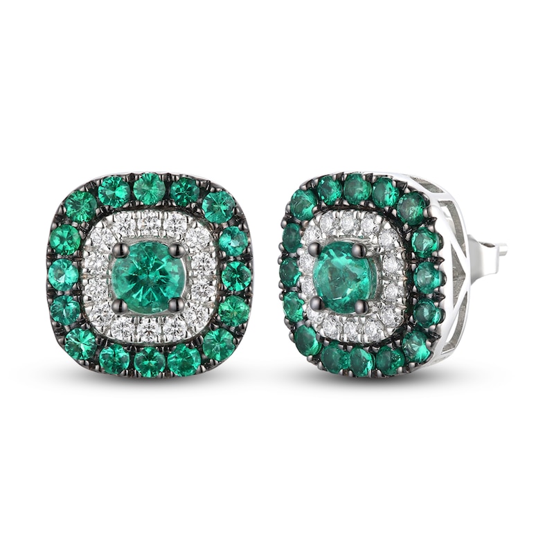 Main Image 1 of Le Vian Natural Emerald Stud Earrings 1/8 ct tw Diamonds 14K Vanilla Gold