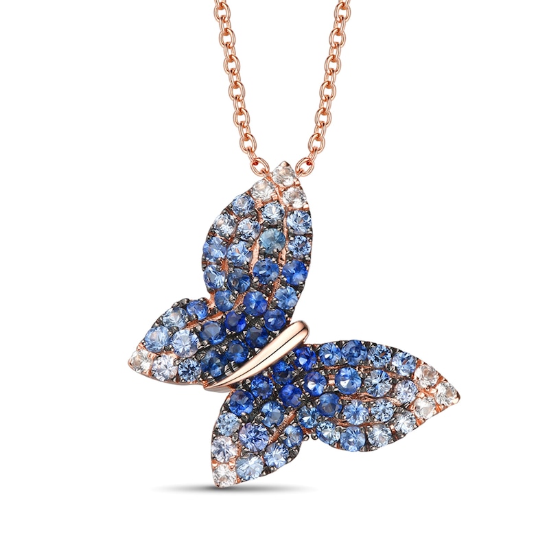 Le Vian Natural Sapphire Butterfly Necklace 14K Strawberry Gold