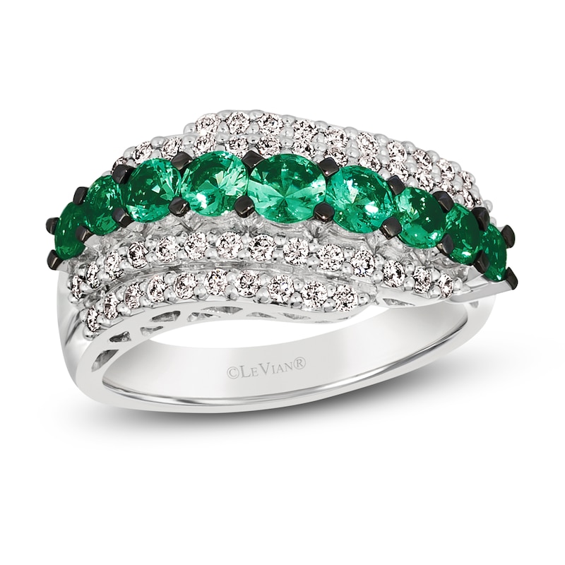Main Image 1 of Le Vian Natural Emerald Ring 3/8 ct tw Diamonds 14K Vanilla Gold