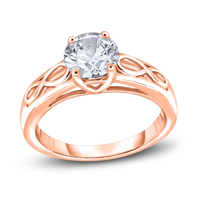 Main Image 1 of Diamond Solitaire Infinity Engagement Ring 1 ct tw Round 14K Rose Gold (I2/I)