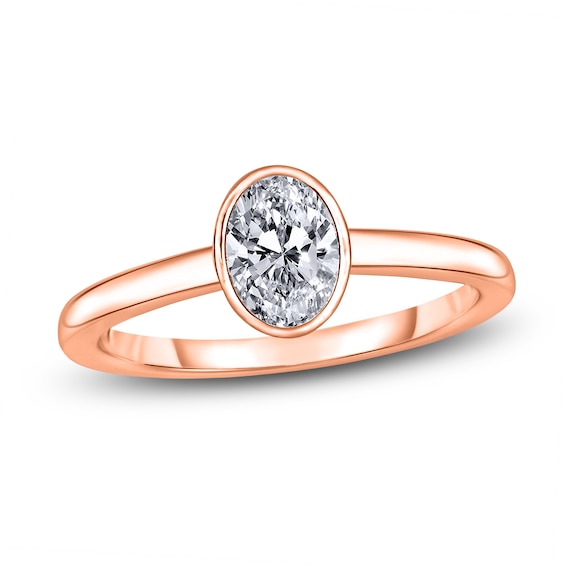 Diamond Solitaire Engagement Ring 1-1/2 ct tw Bezel-Set Oval 14K Rose Gold (I2/I)