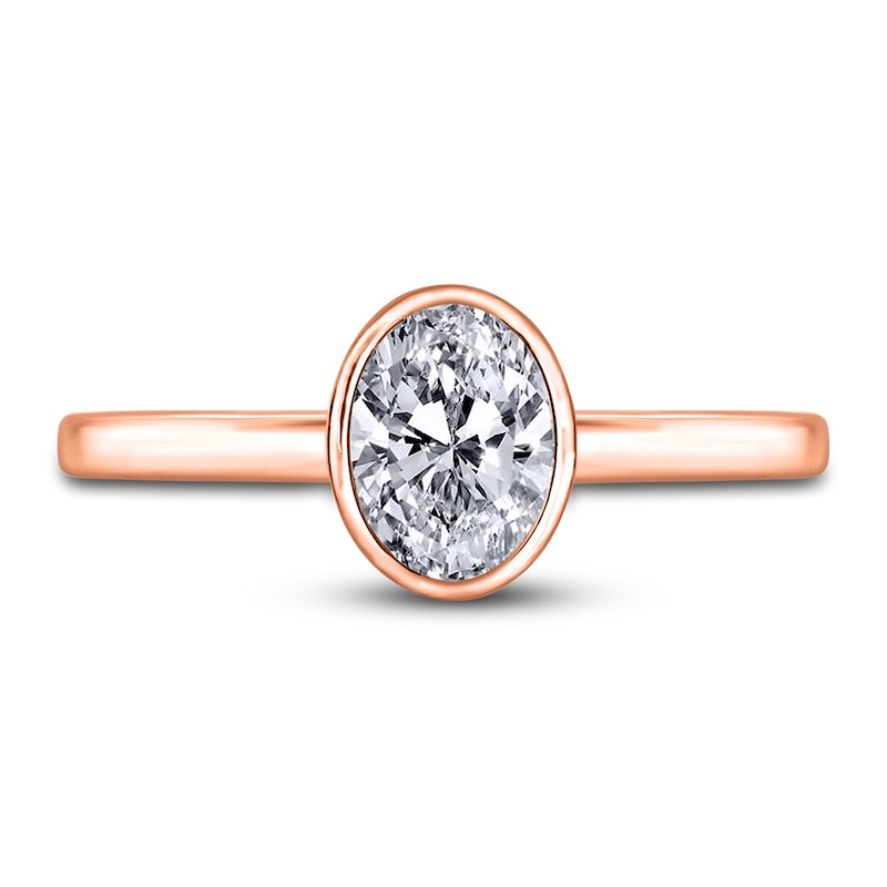 Main Image 3 of Diamond Solitaire Engagement Ring 1-1/2 ct tw Bezel-Set Oval 14K Rose Gold (I2/I)