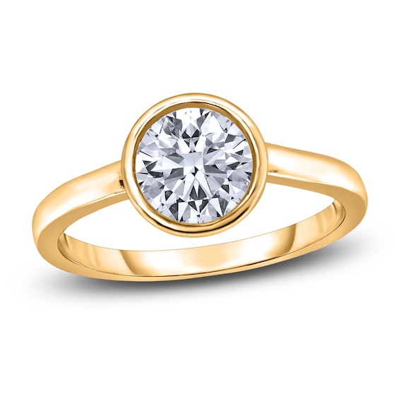 Diamond Solitaire Engagement Ring 2 ct tw BezelSet Round 14K Yellow Gold I2I
