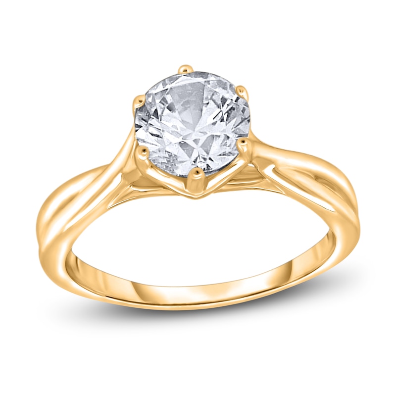 Main Image 1 of Diamond Solitaire Twist Engagement Ring 1 ct tw Round 14K Yellow Gold (I2/I)